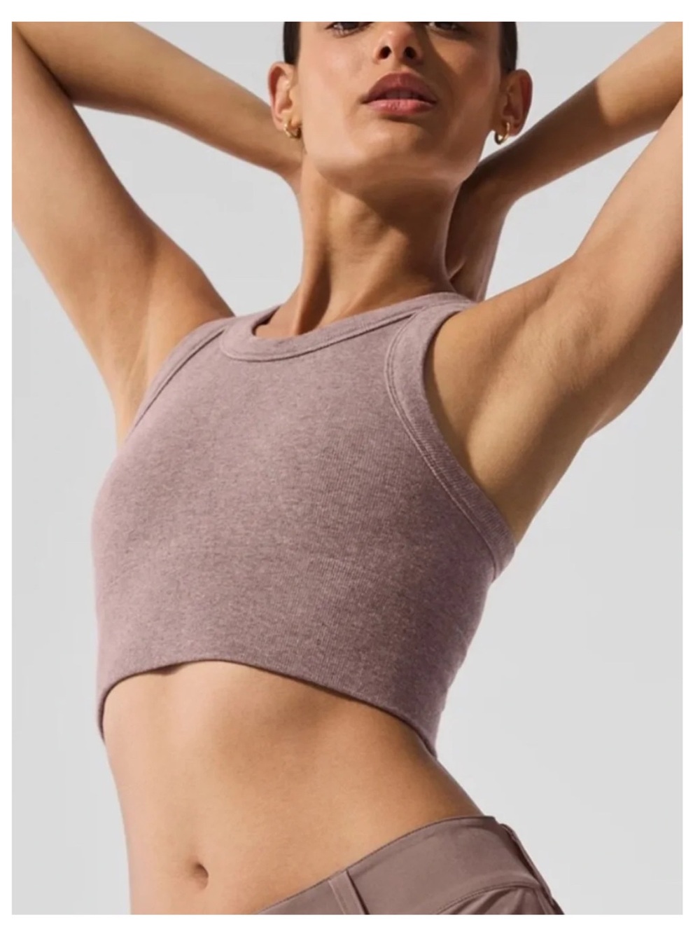 ALO Yoga seamless delish high neck bra in Mushroom